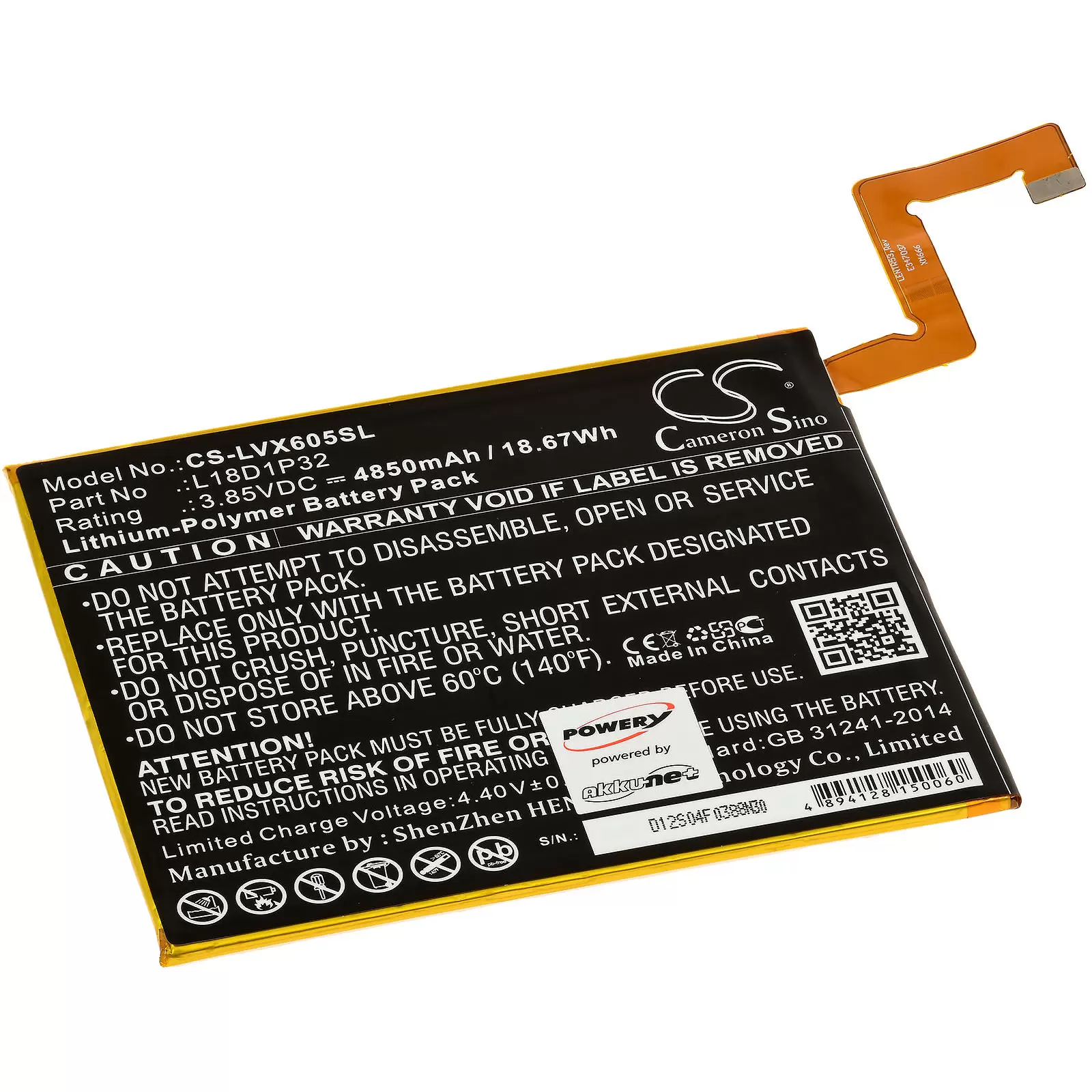 Akku passend für Tablet Lenovo Smart Tab M10, TB-X605F, Typ L18D1P32 Akku passend für Tablet Lenovo Smart Tab M10, TB-X605F, Typ L18D1P32