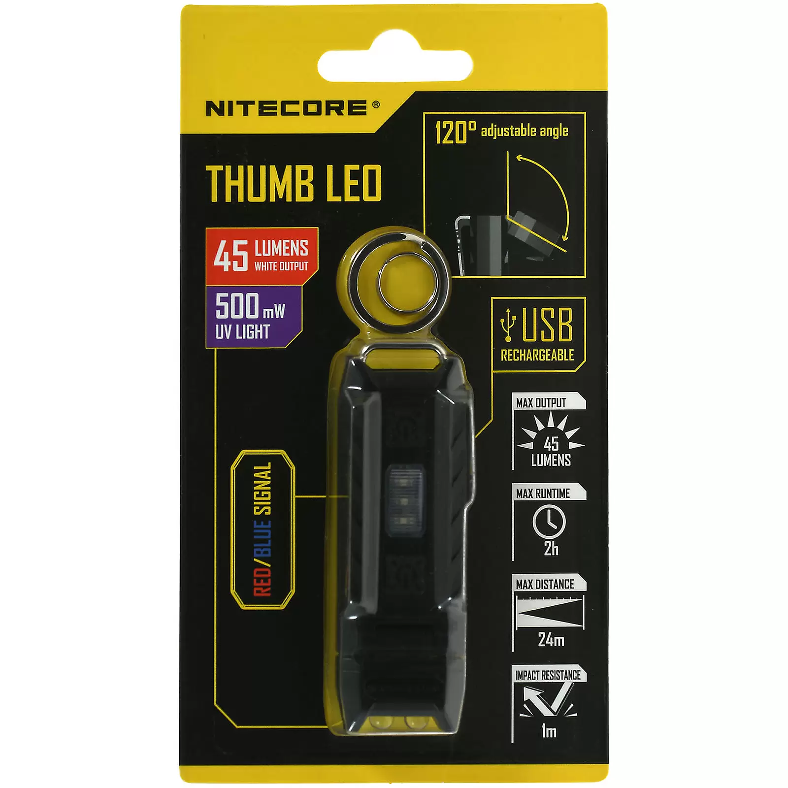 Nitecore THUMB UV Mini-Schlüsselanhänger-Lampe mit UV-Licht mit 45 Lumen