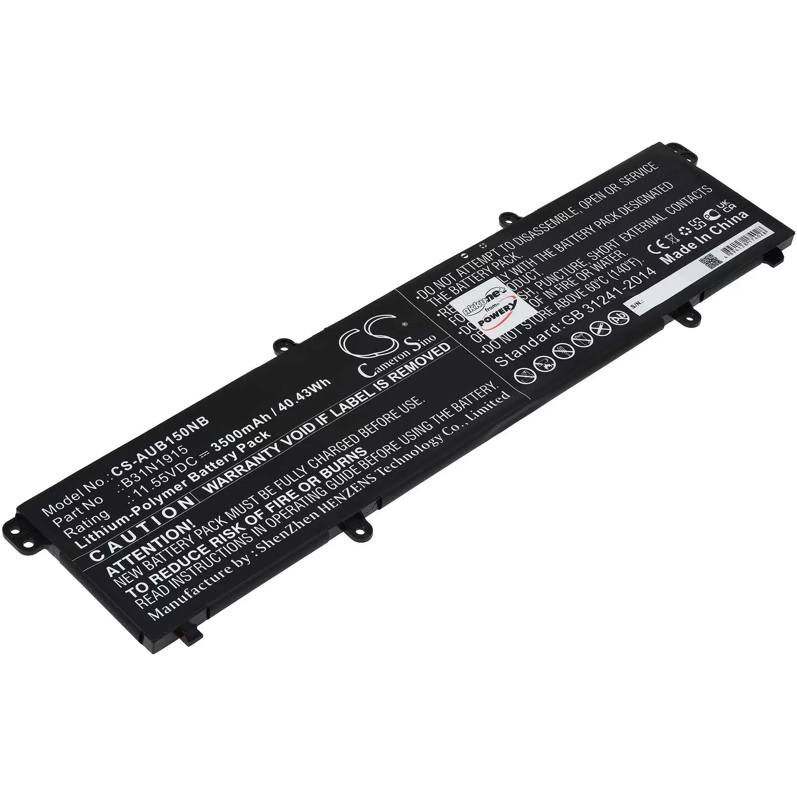 Akku für Laptop Asus Expertbook B1 B1400ceae / B1 B1500ceae / Typ B31N1915