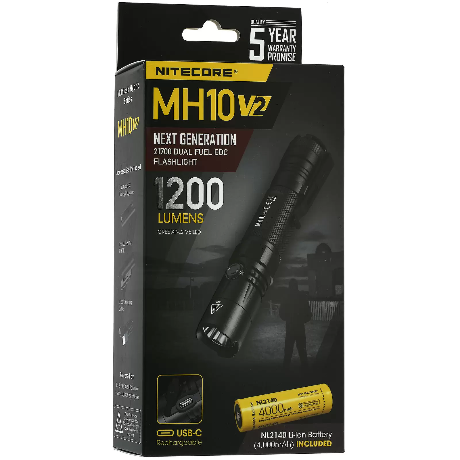 Nitecore Multitask Hybrid MH10 V2 Taschenlampe 1200 Lumen mit USB-C Anschluss