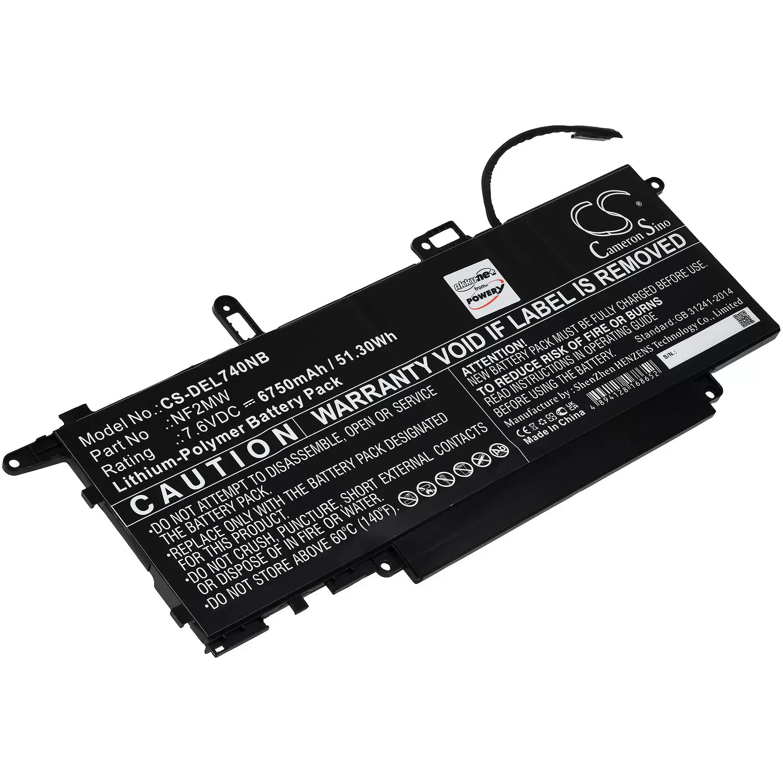 Akku passend für Laptop Dell Latitude 7400 2-in-1, Latitude 7310 2-in-1, Typ NF2MW Akku passend für Laptop Dell Latitude 7400 2-in-1, Latitude 7310 2-in-1, Typ NF2MW