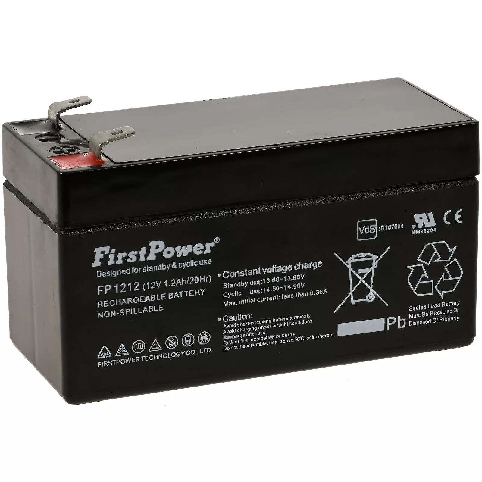 FirstPower Blei-Gel Akku FP1212 1,2Ah 12V VdS FirstPower Blei-Gel Akku FP1212 1,2Ah 12V VdS