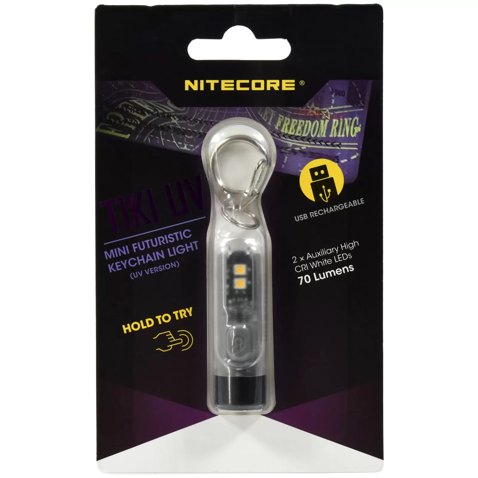 Schlüsselanhänger-Taschenlampe Nitecore TIKI UV - 1000mW, mit Micro-USB Port transparent