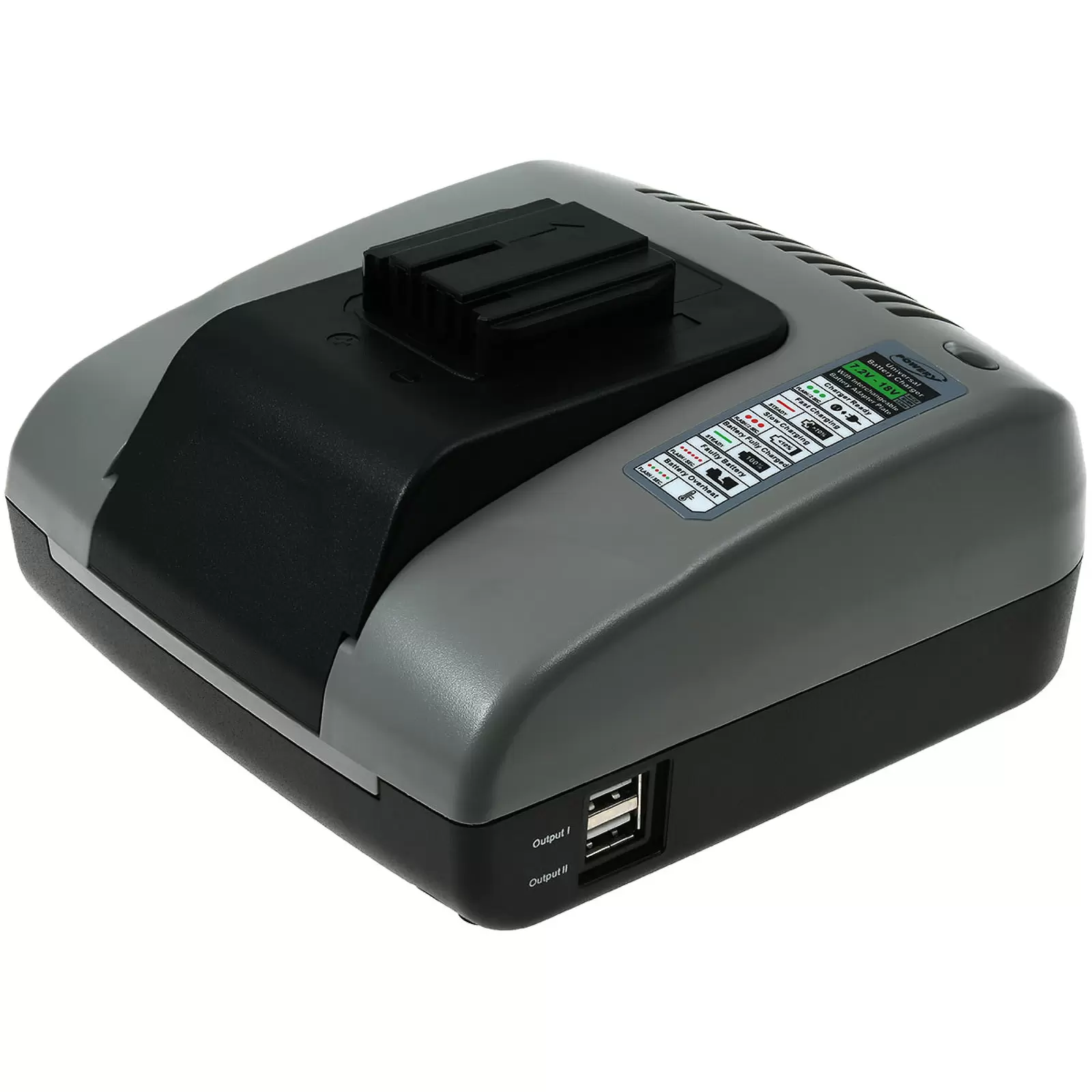Powery Akku-Ladegerät mit USB für Milwaukee B18 Serie / 18V Li-Ion Powery Akku-Ladegerät mit USB für Milwaukee B18 Serie / 18V Li-Ion