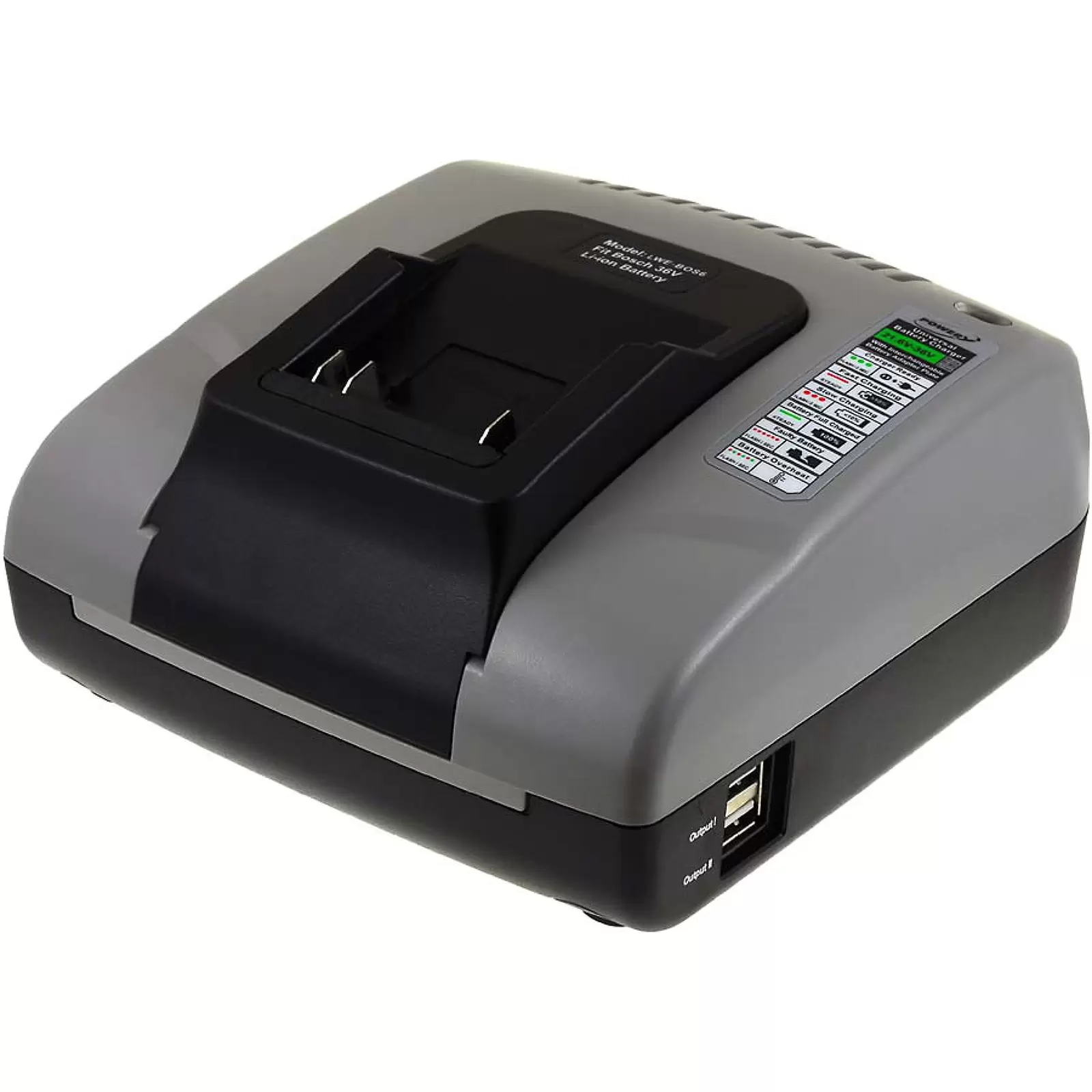 Powery Akku-Ladegerät für Bosch 36V-Einschubakkupack HD/Typ 2 607 336 108 Powery Akku-Ladegerät für Bosch 36V-Einschubakkupack HD/Typ 2 607 336 108