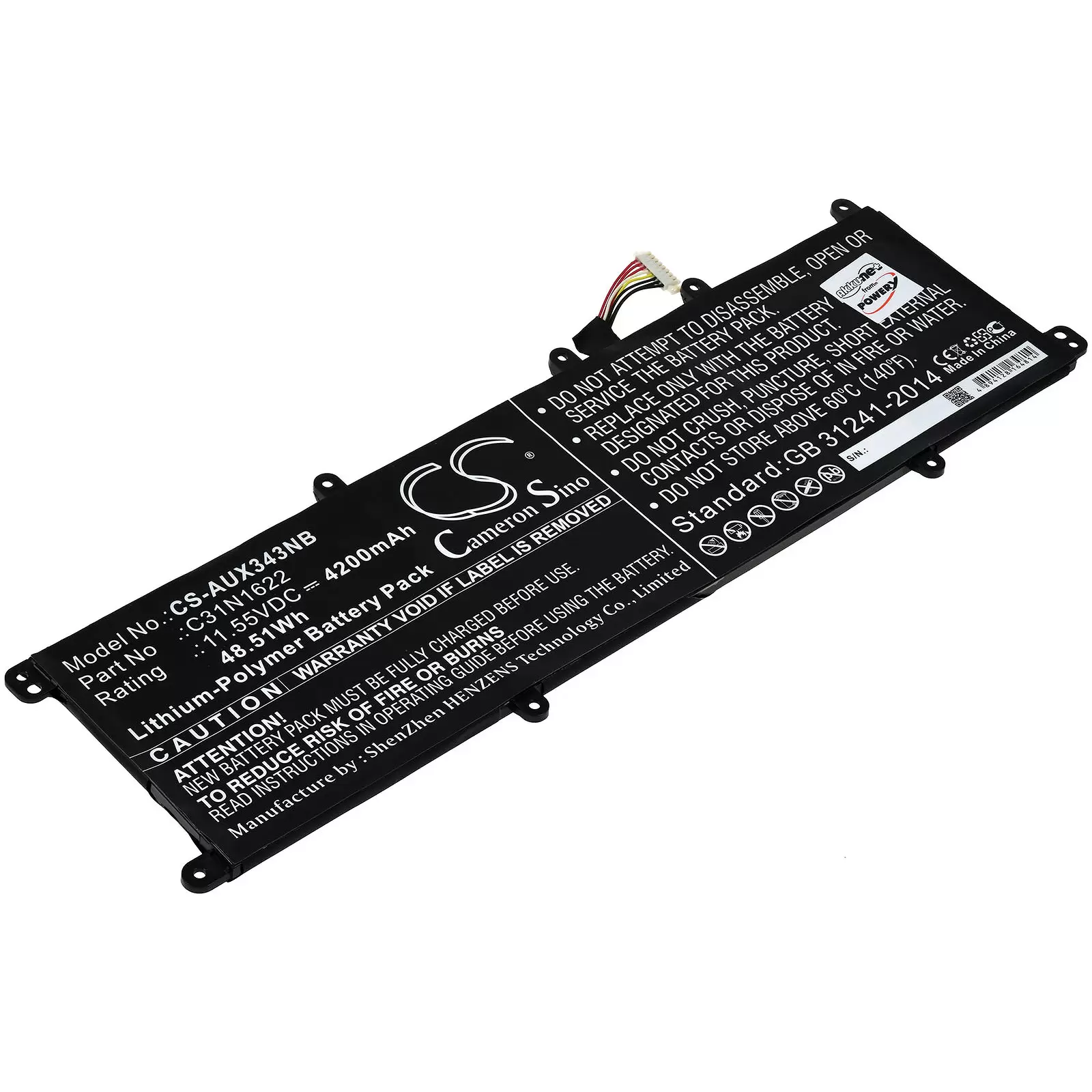 Akku passend für Laptop Asus Zenbook UX3430UA-GV068T, UX530UX-FY027T, Typ C31N1622 Akku passend für Laptop Asus Zenbook UX3430UA-GV068T, UX530UX-FY027T, Typ C31N1622