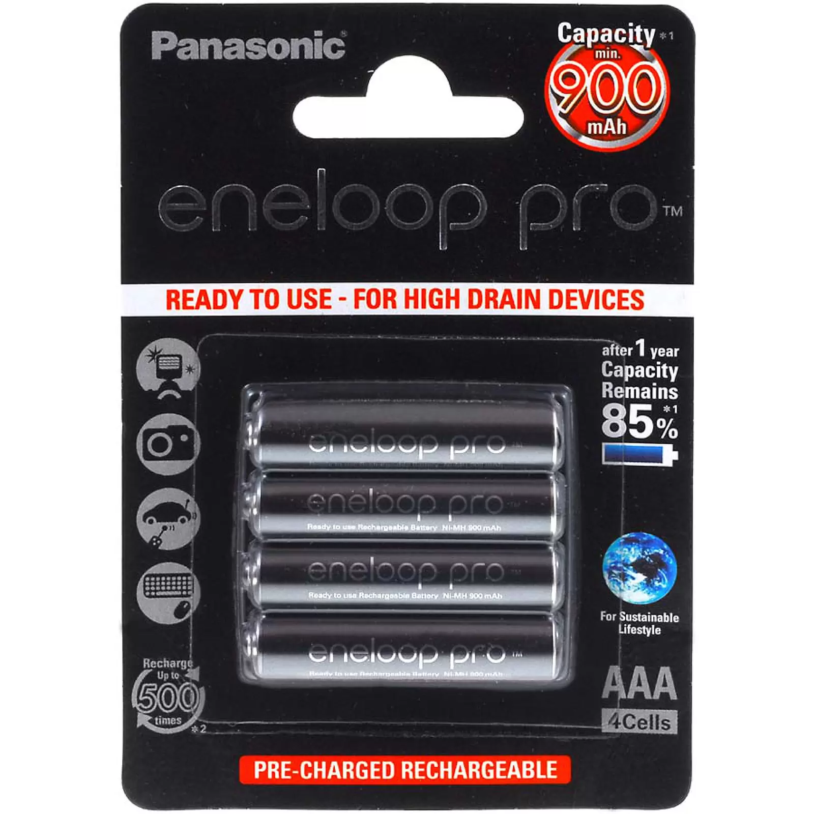 Panasonic eneloop Pro Akku AAA - 4er-Blister (BK-4HCCE/4BE) Panasonic eneloop Pro Akku AAA - 4er-Blister (BK-4HCCE/4BE)