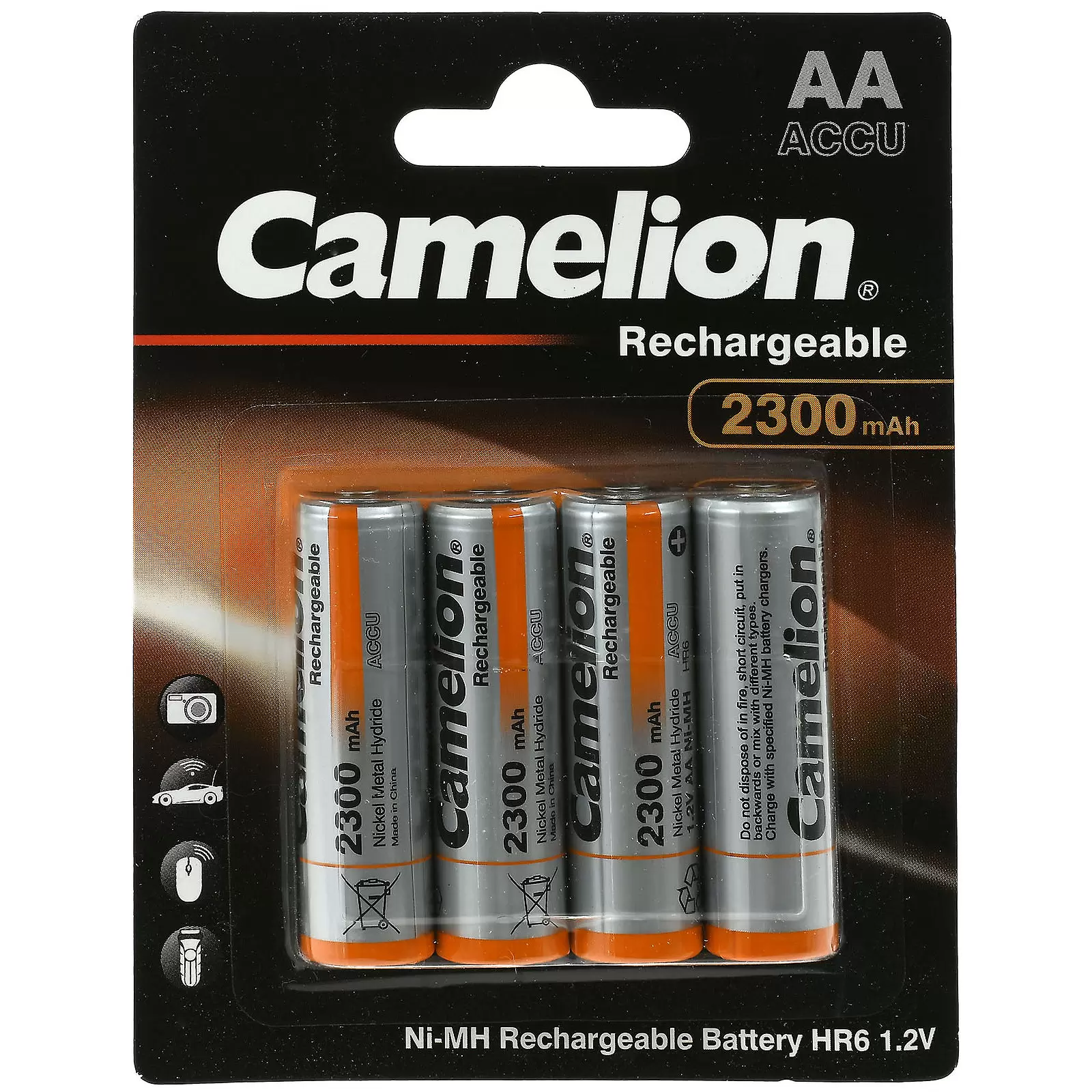 Camelion HR6 AA Mignon Akku für Maus, Fernsteuerung, Foto-Kamera, Rasierer etc. 2300mAh 4er Blister