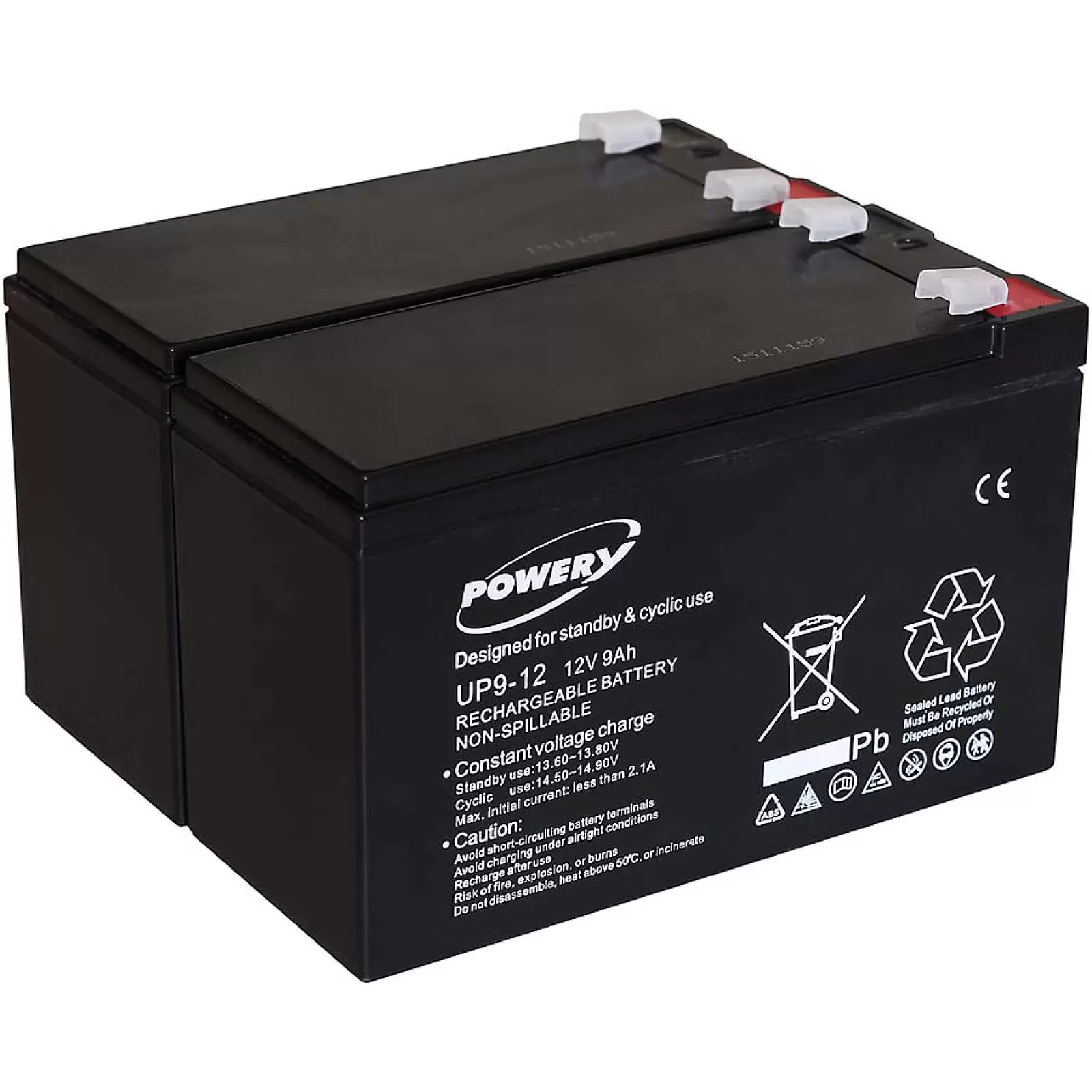 Powery Blei-Gel-Akku für USV APC Smart-UPS 750 9Ah 12V (ersetzt auch 7,2Ah / 7Ah)