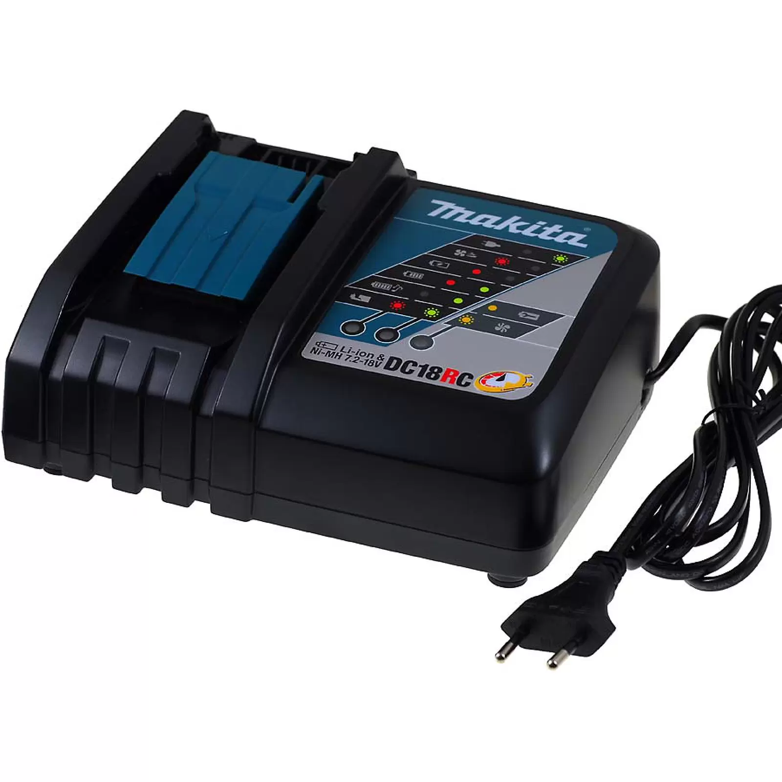 Ladegerät Makita DC18RC für Blockakkus 14,4V-18V Li-Ion/ 7,2-14,4V NiMH Blau Ladegerät Makita DC18RC für Blockakkus 14,4V-18V Li-Ion/ 7,2-14,4V NiMH Blau