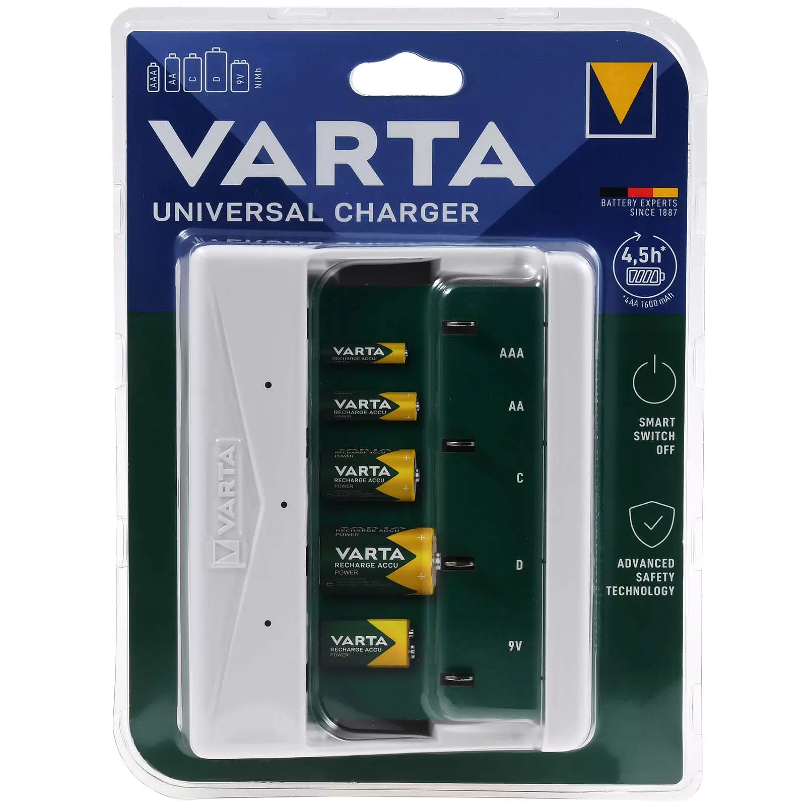 VARTA Akku Universal-Ladegerät für AA, AAA, C, D oder 1x 9V NiMH Akkus VARTA Akku Universal-Ladegerät für AA, AAA, C, D oder 1x 9V NiMH Akkus
