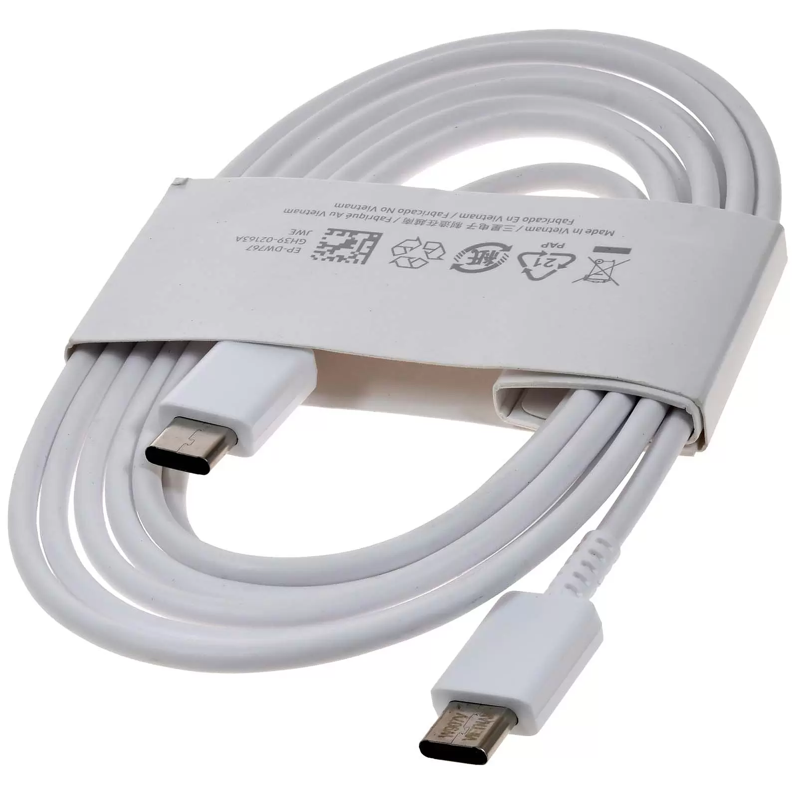 Original Samsung USB-C-auf-USB-C-Kabel EP-DW767 zum Aufladen, 1,8 m, 3 A, 25 W/45 W, Weiß Original Samsung USB-C-auf-USB-C-Kabel EP-DW767 zum Aufladen, 1,8 m, 3 A, 25 W/45 W, Weiß
