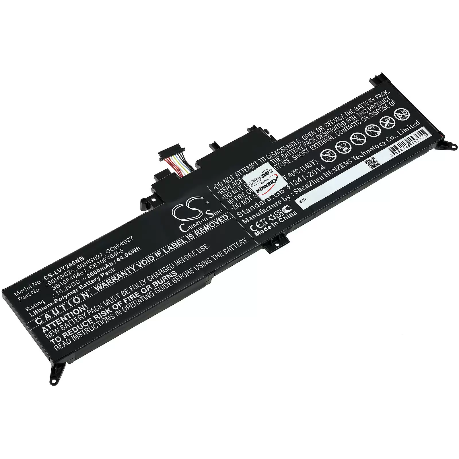 Akku passend für Laptop Lenovo ThinkPad Yoga 260 (20FE-000VAU), Typ SB10F46465 u.a.