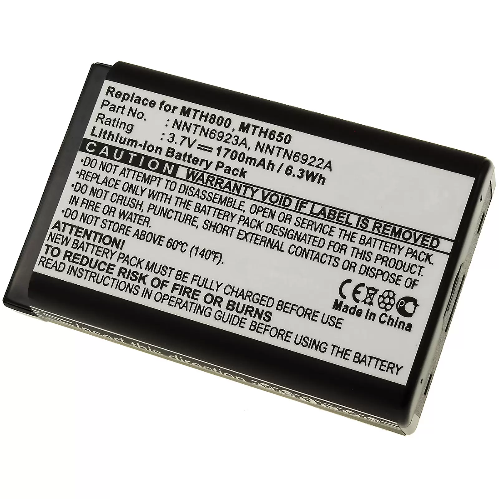 Akku für Funkgerät Motorola MTH650 / DTR410 / Typ NNTN6922A