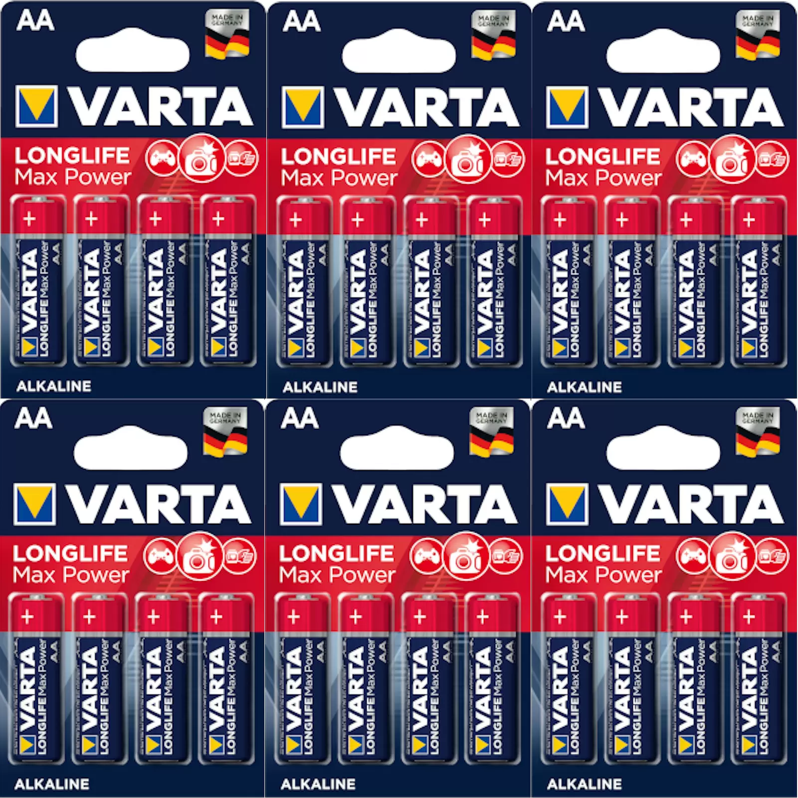 Varta Max Tech AA Alkaline Batterien – 24 Stück 6x4 Blisterpackungen Varta Max Tech AA Alkaline Batterien – 24 Stück 6x4 Blisterpackungen