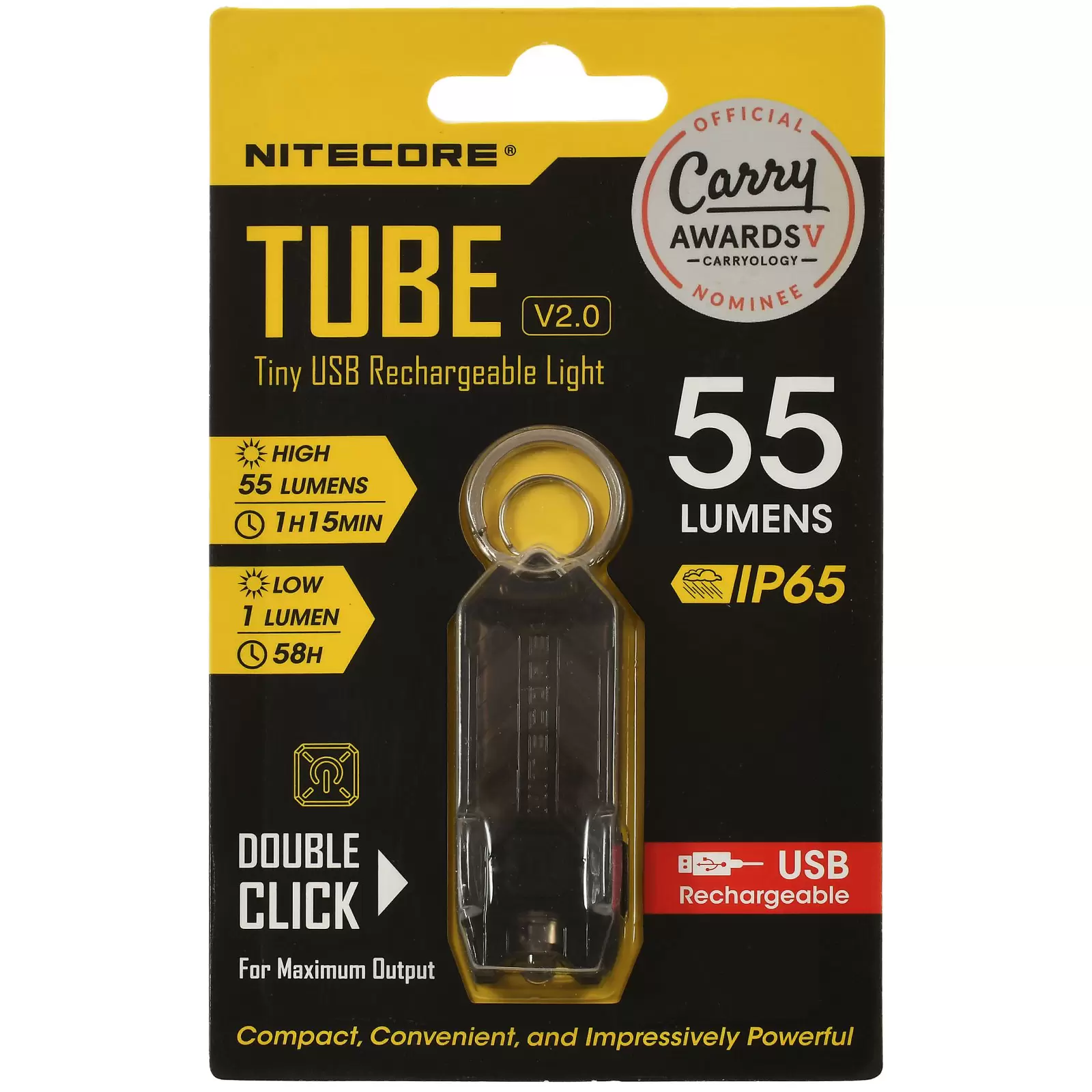 Nitecore TUBE 2.0 Mini LED Taschenlampe, mit Micro USB, 55 Lumen