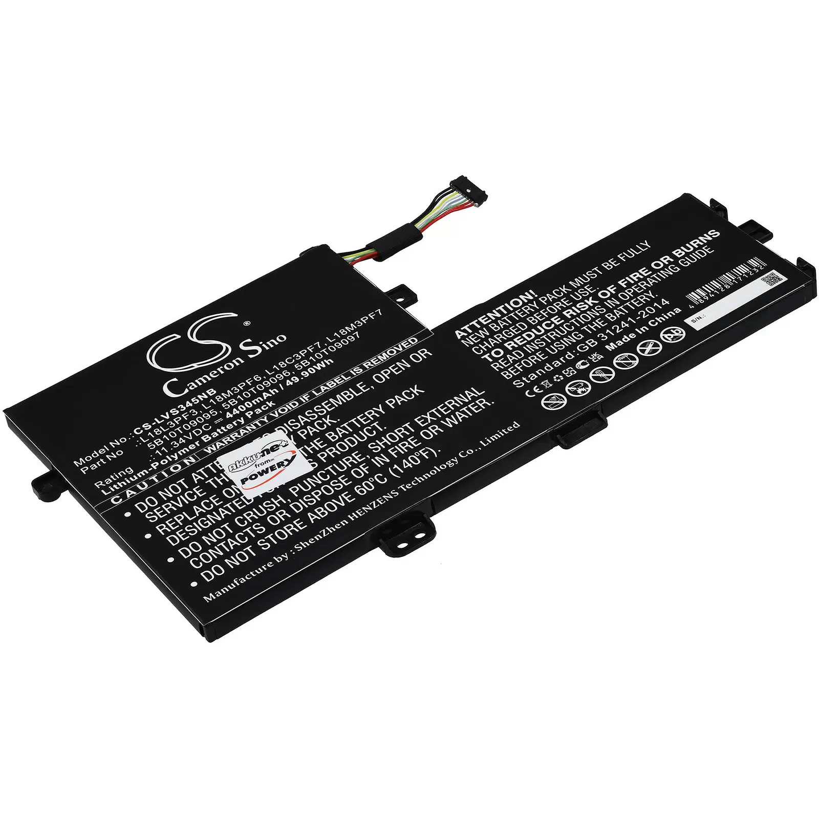 Akku passend für Laptop Lenovo IdeaPad IdeaPad S340-15API(81NC00H0GE), Typ L18M3PF7