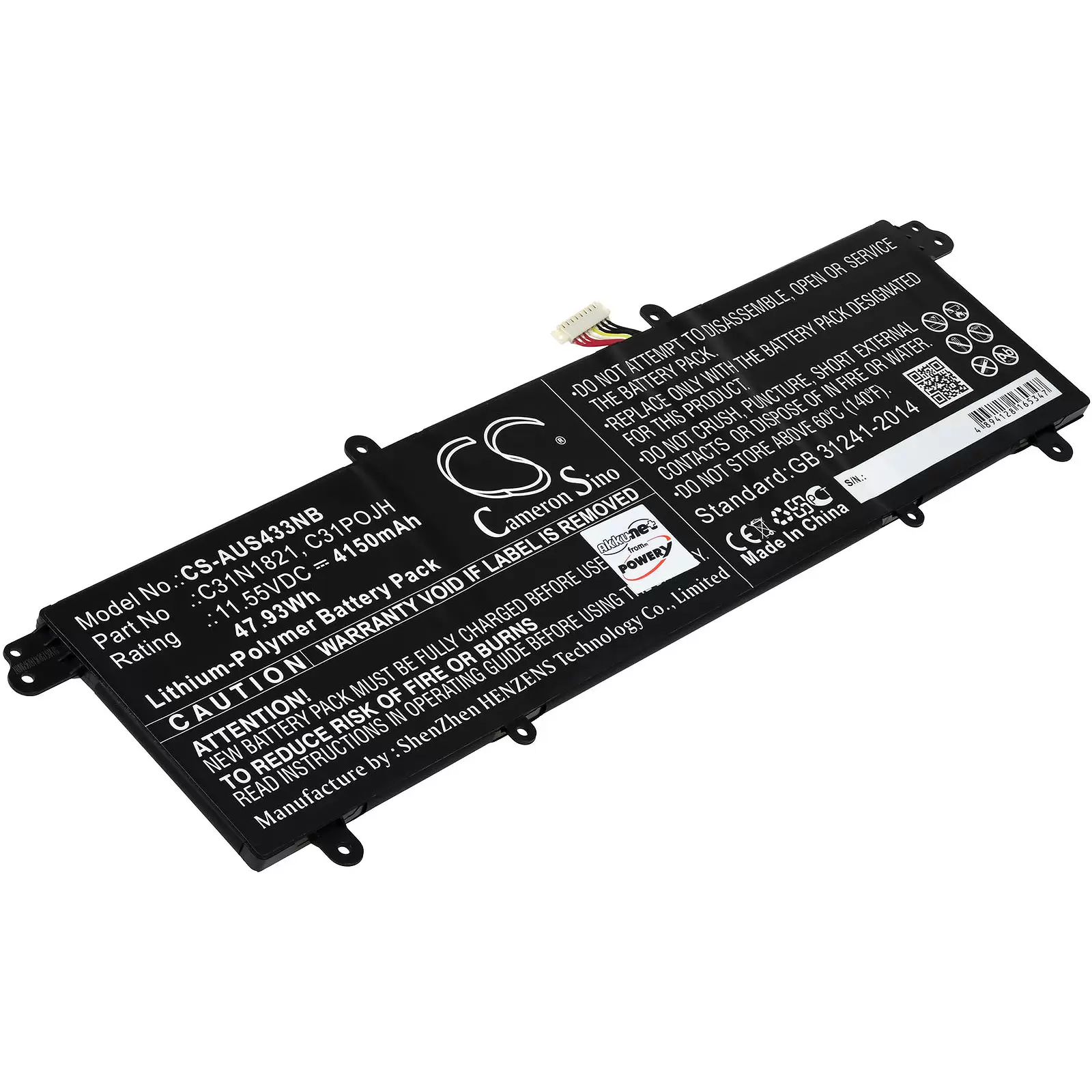 Akku passend für Laptop Asus VivoBook S14 M433IA-EB069T, S15 M533IA-BQ097T, Typ C31POJH Akku passend für Laptop Asus VivoBook S14 M433IA-EB069T, S15 M533IA-BQ097T, Typ C31POJH