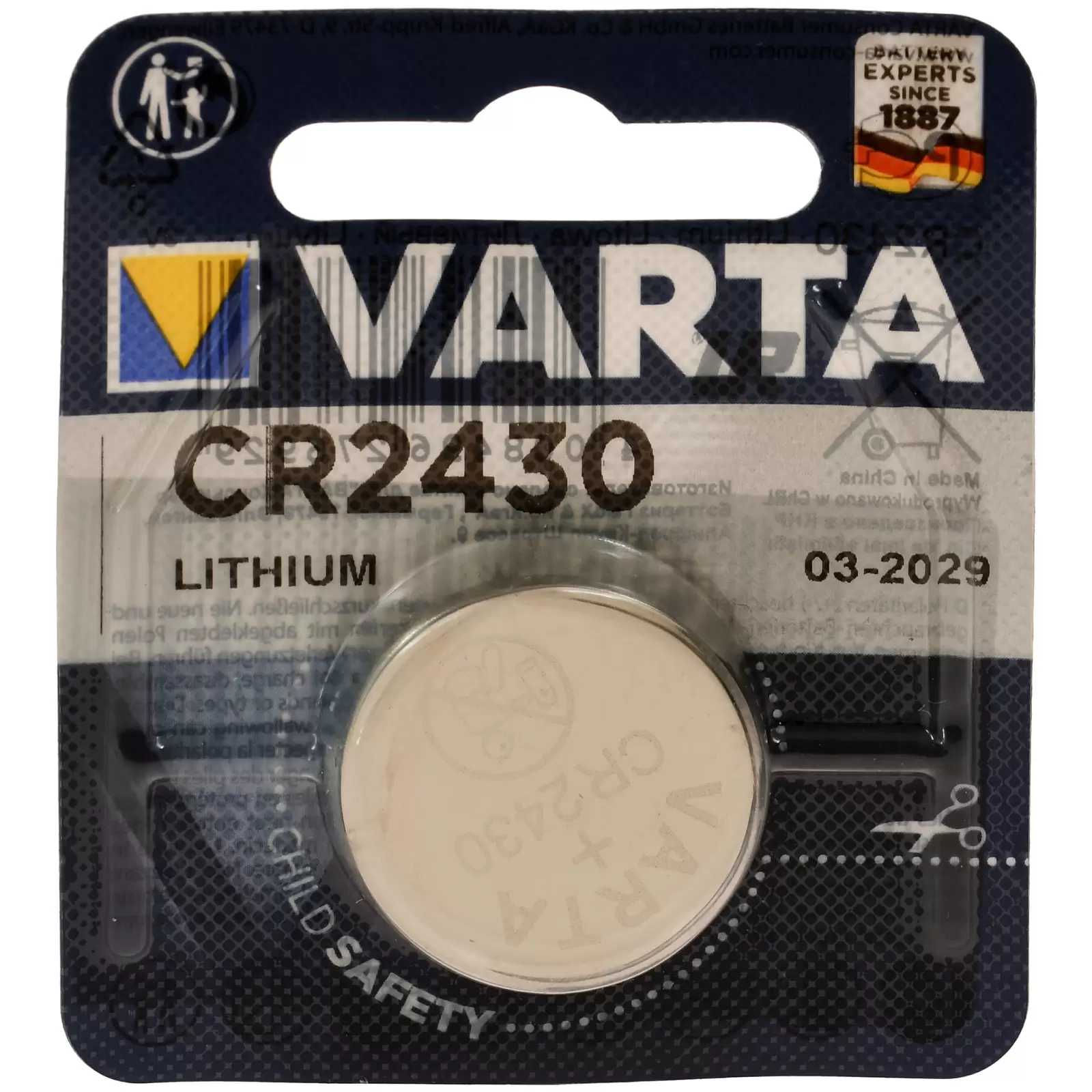 6x Lithium Knopfzelle Batterie Varta Electronic CR2430 3V 1er Blister