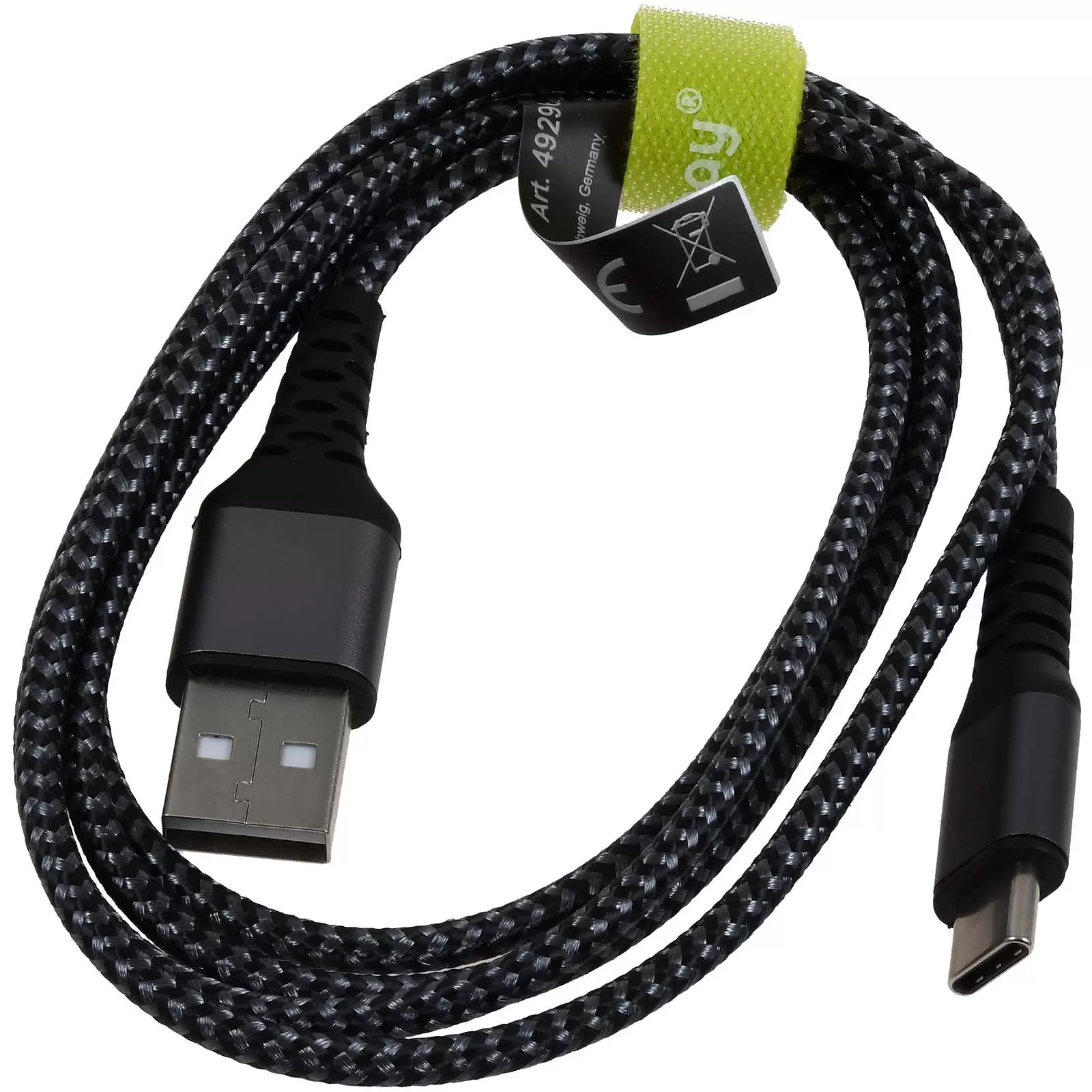 USB-C-auf-USB-A Textilkabel mit Metallsteckern spacegrau/silber, 1 m, 49296 USB-C-auf-USB-A Textilkabel mit Metallsteckern spacegrau/silber, 1 m, 49296