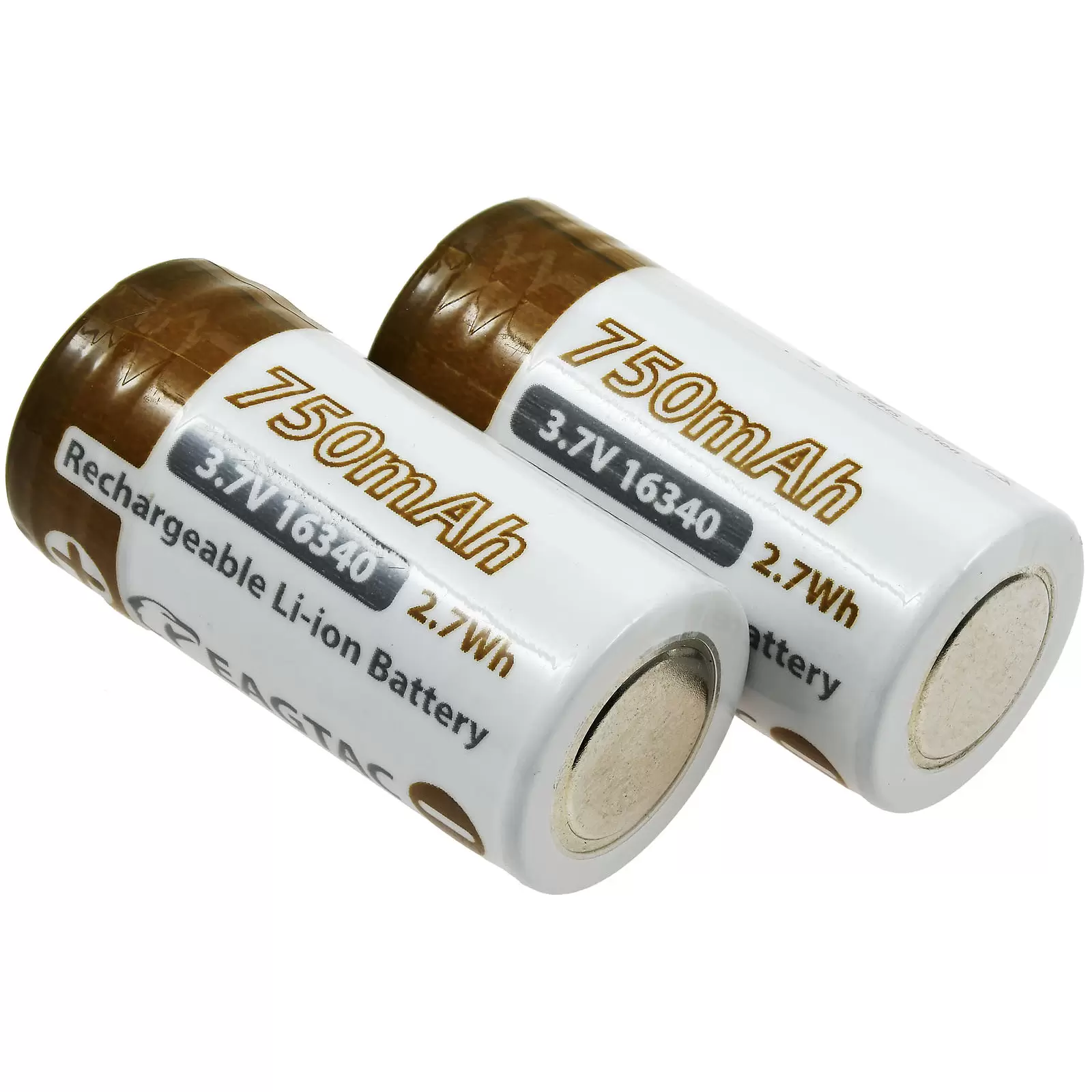 EagleTac CR123 A Li-Ion Akku 16340 (CR123A, RCR123) 750mAh 3,7V (2 Stück)