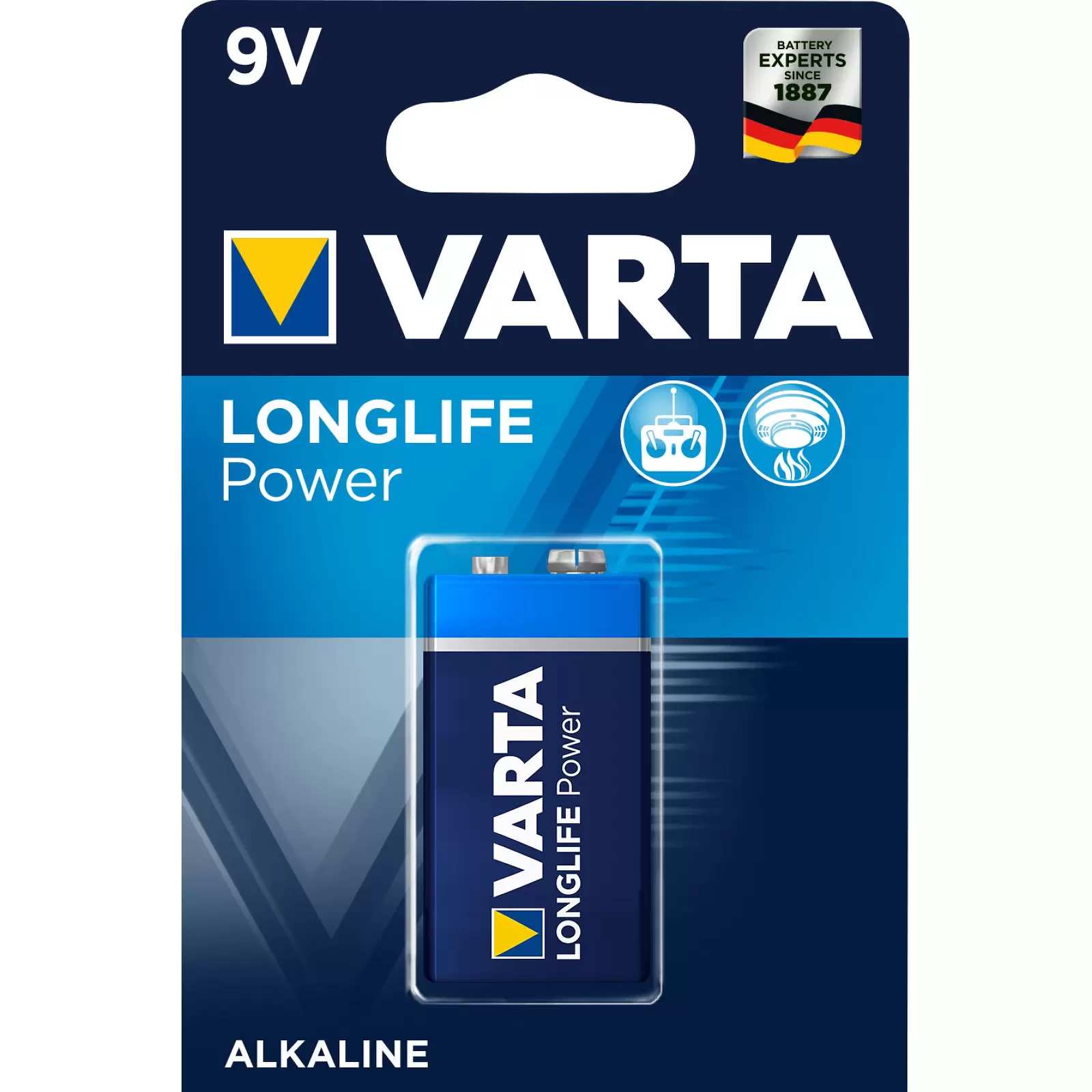 2 Batterien Varta Typ 6LF22, PP3, 6LR61, 9V-Blockbatterie 2x 1er Blister