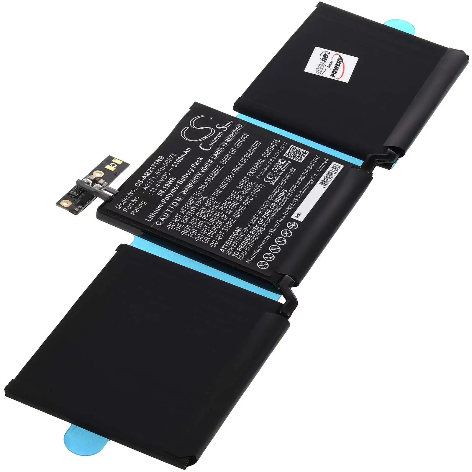 Akku passend für Laptop Apple MacBook Pro Retina 13.3 (A2159), Typ A2171 Akku passend für Laptop Apple MacBook Pro Retina 13.3 (A2159), Typ A2171