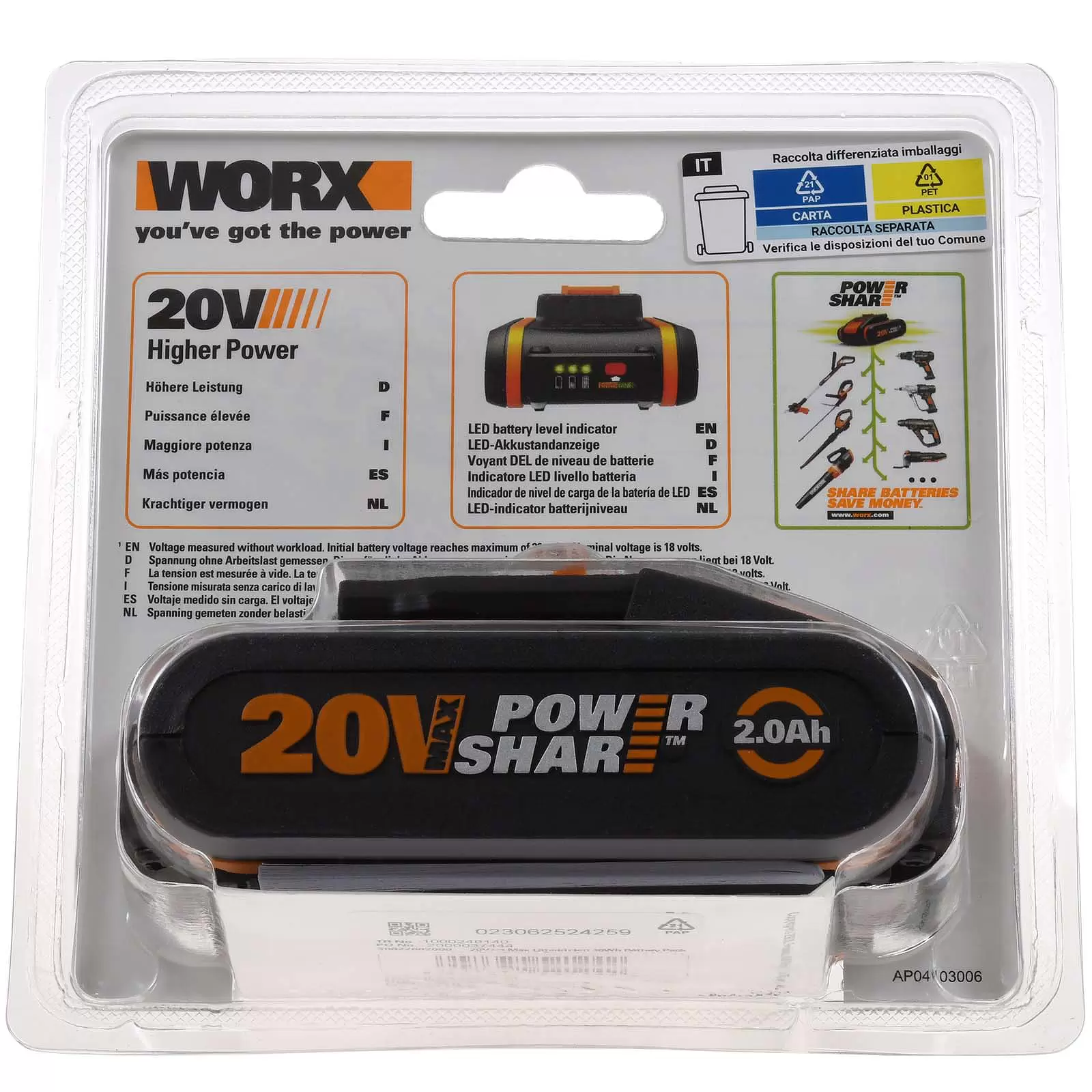 WORX WA3551.1 Akku 20V 2Ah Li-Ion