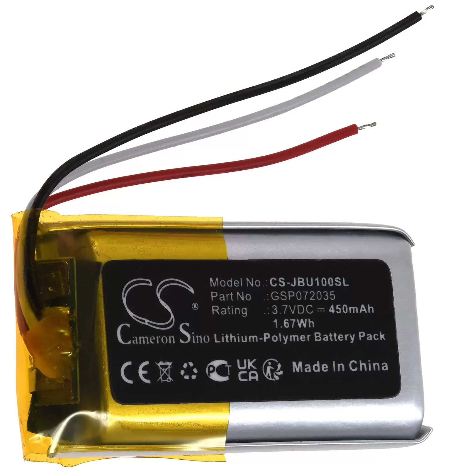 Akku passend für Lautsprecher JBL UA Sport, UA One Ear BTBK, Typ GSP072035 Akku passend für Lautsprecher JBL UA Sport, UA One Ear BTBK, Typ GSP072035