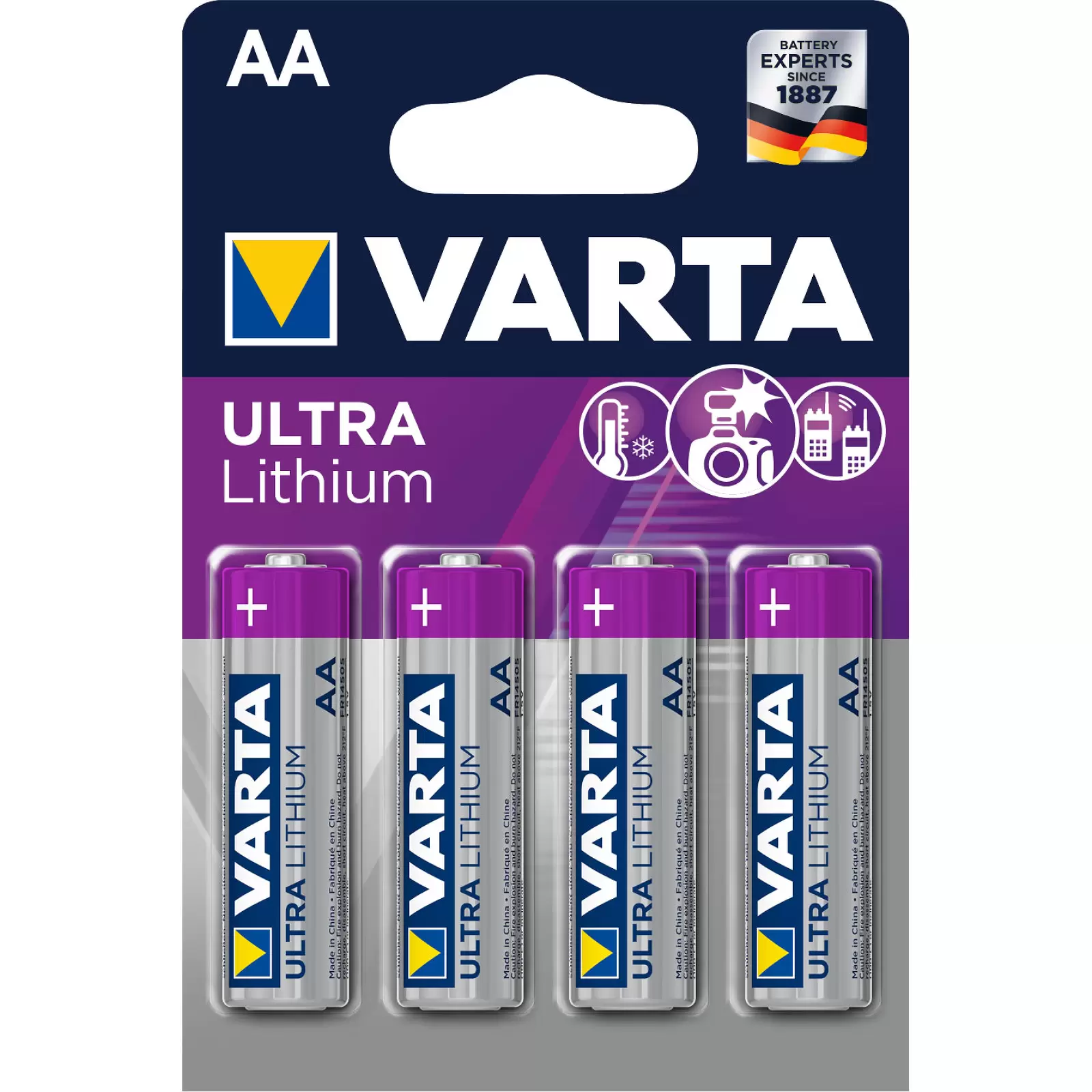 Varta Ultra Lithium AA Mignon / LR6 Batterie 4er Blister
