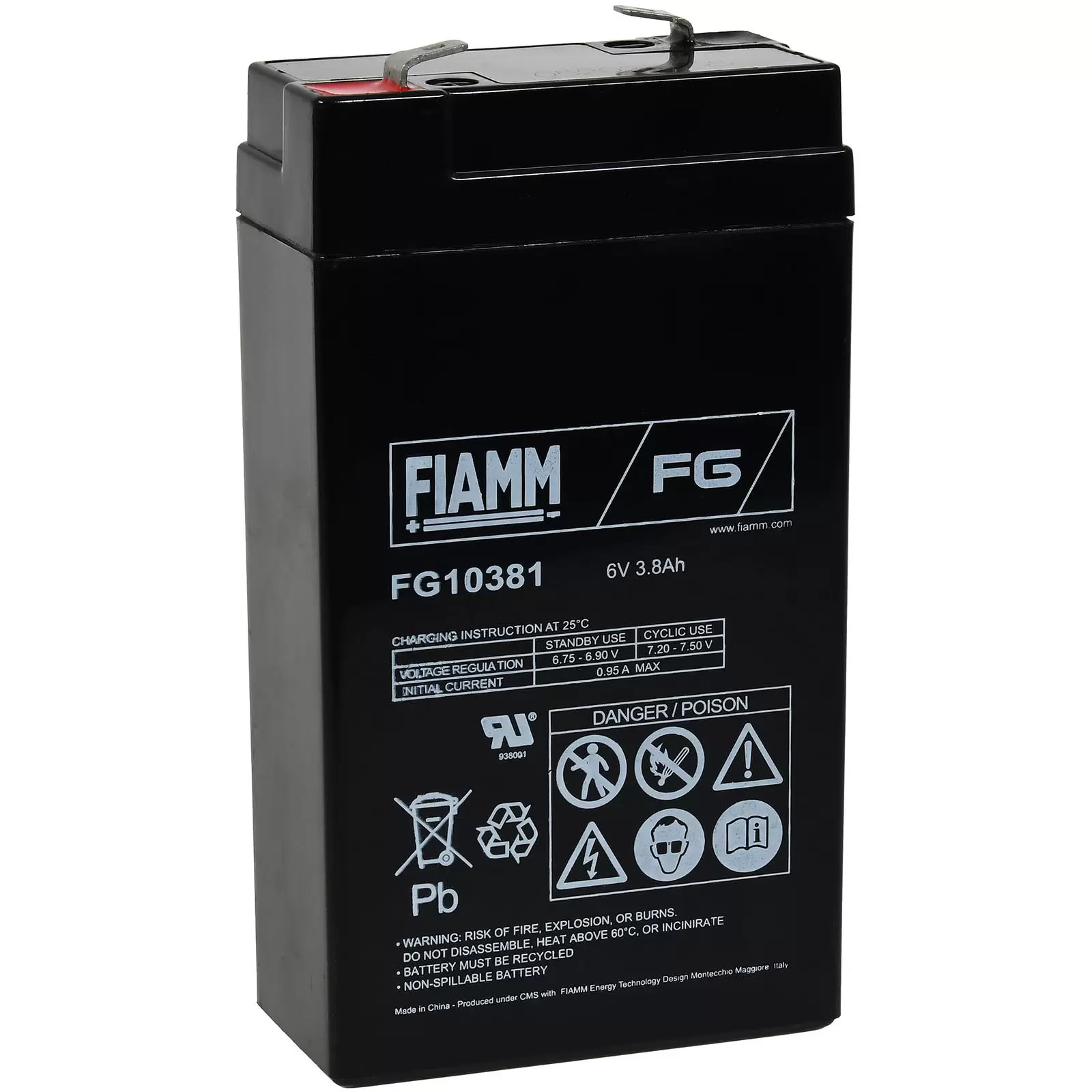 FIAMM Blei Akku FG10381 6V 3,8Ah FIAMM Blei Akku FG10381 6V 3,8Ah