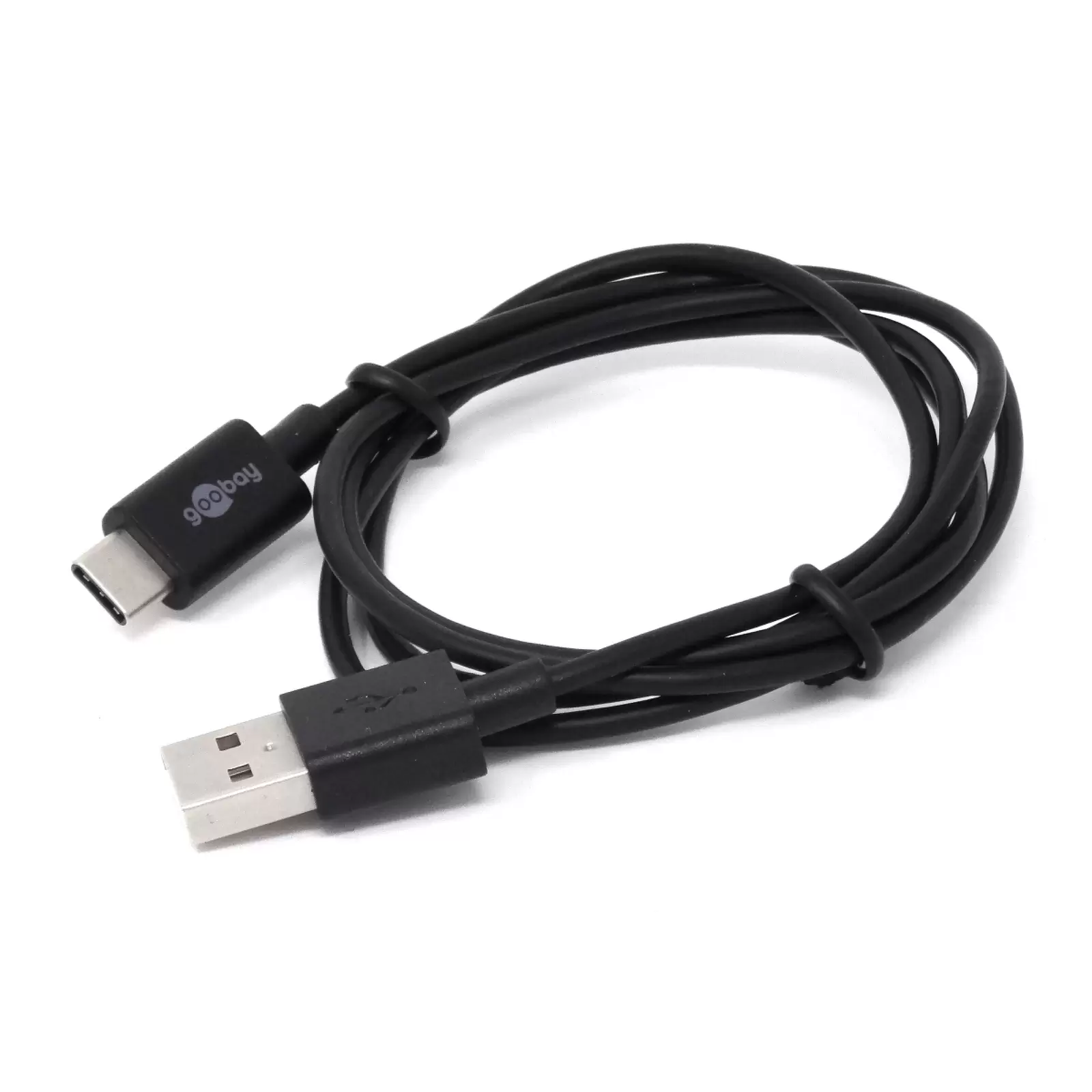 goobay USB-C Lade- u. Synchronisationskabel für Geräte mir USB-C Anschluss, 1m, Schwarz
