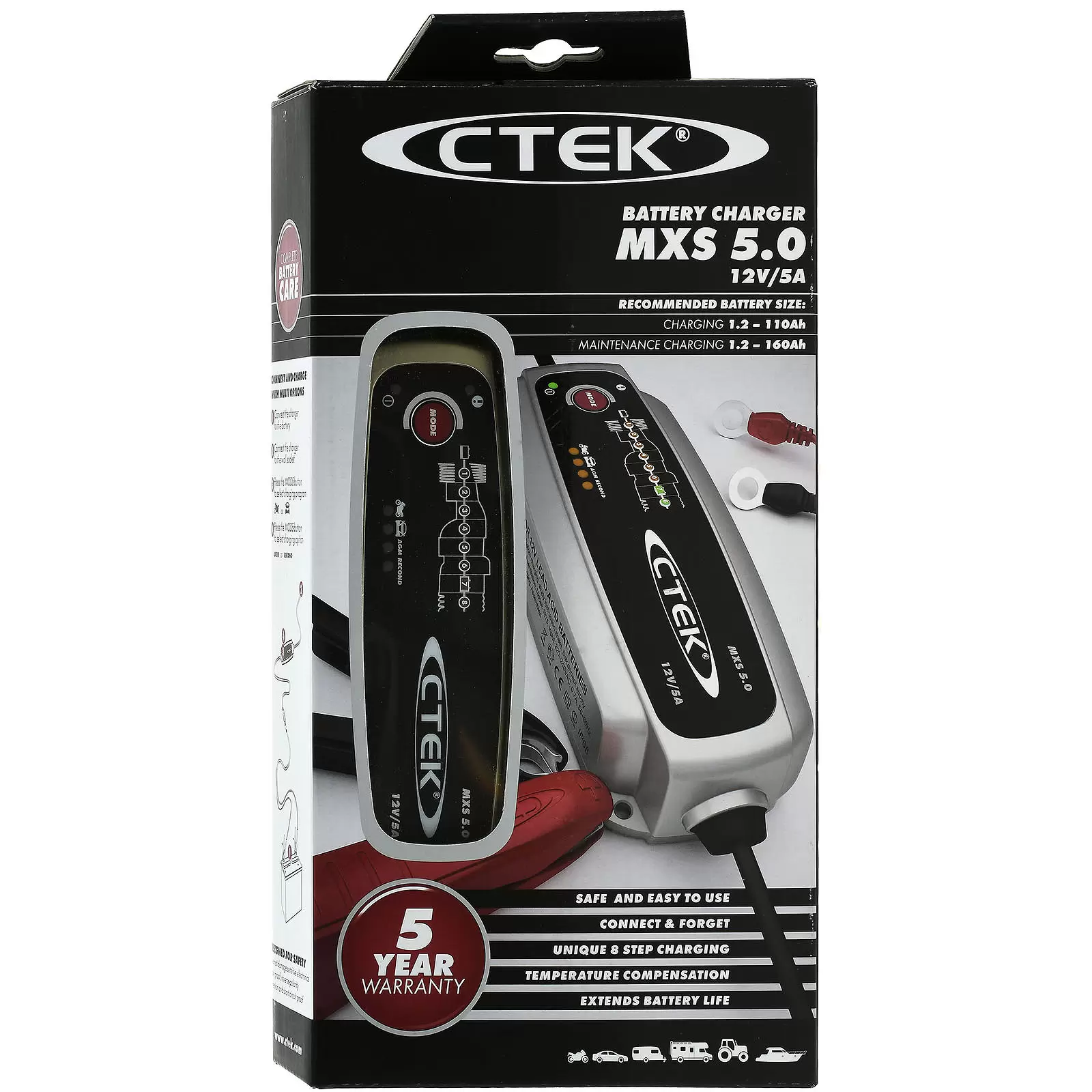 CTEK MXS 5.0 Batterie-Ladegerät mit autom. Temperaturkompensation 12V 5A EU-Stecker