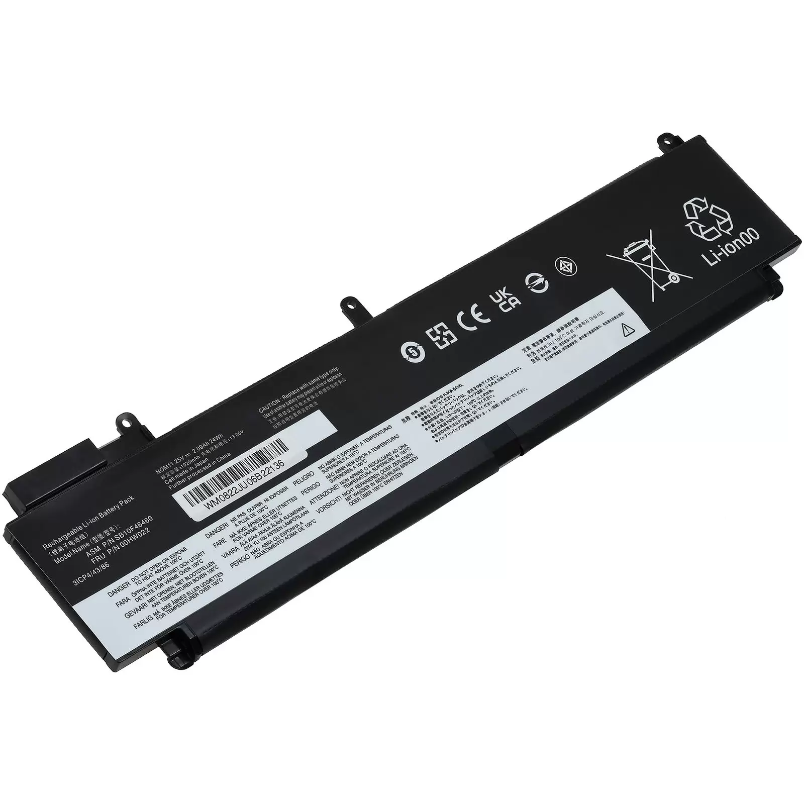 Akku passend für Laptop Lenovo ThinkPad T470s, T460s, Typ 00HW023 (lange Bauform)