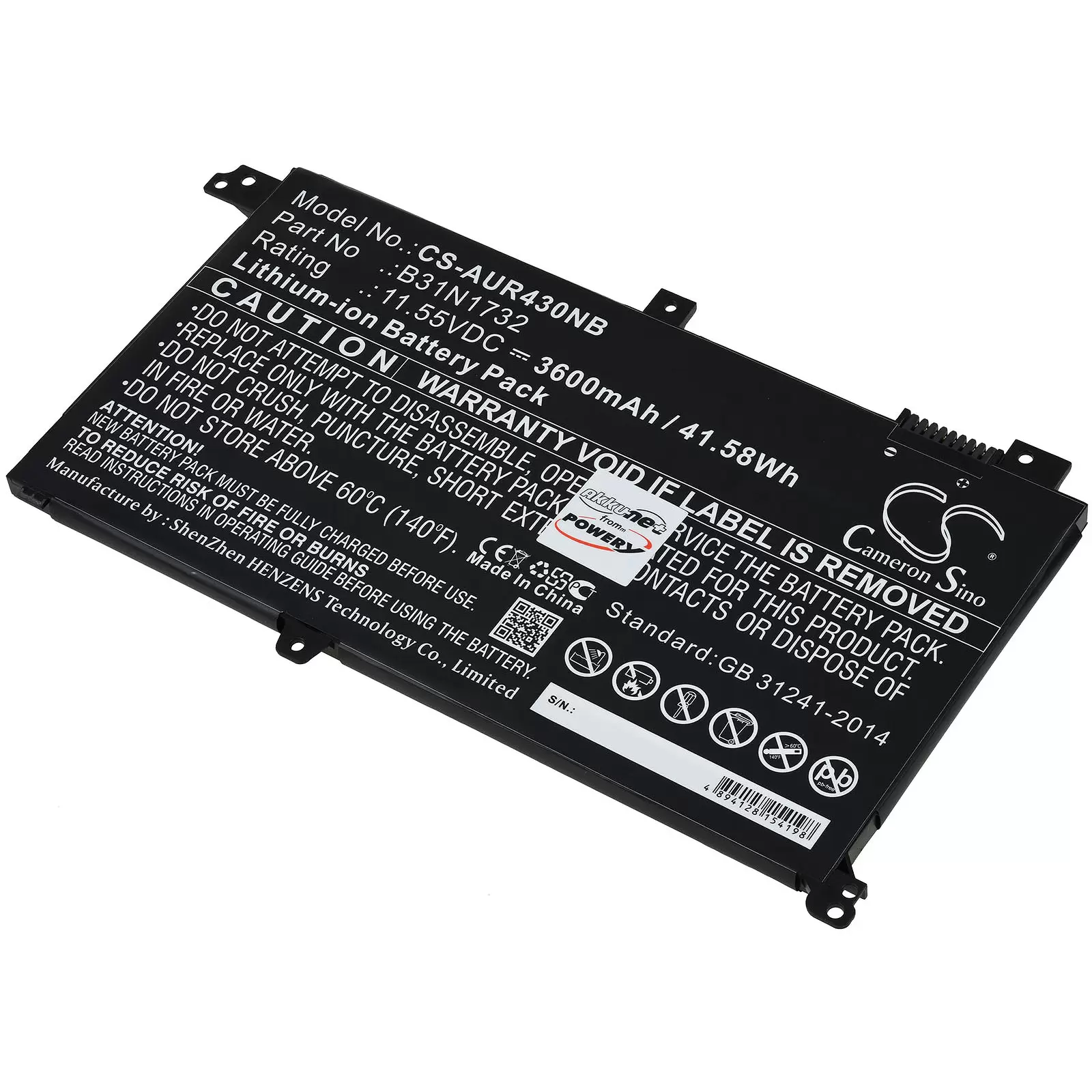 Akku passend für Laptop Asus K430FA, VivoBook S14 S430UA-EB011T, Typ B31N1732 u.a.