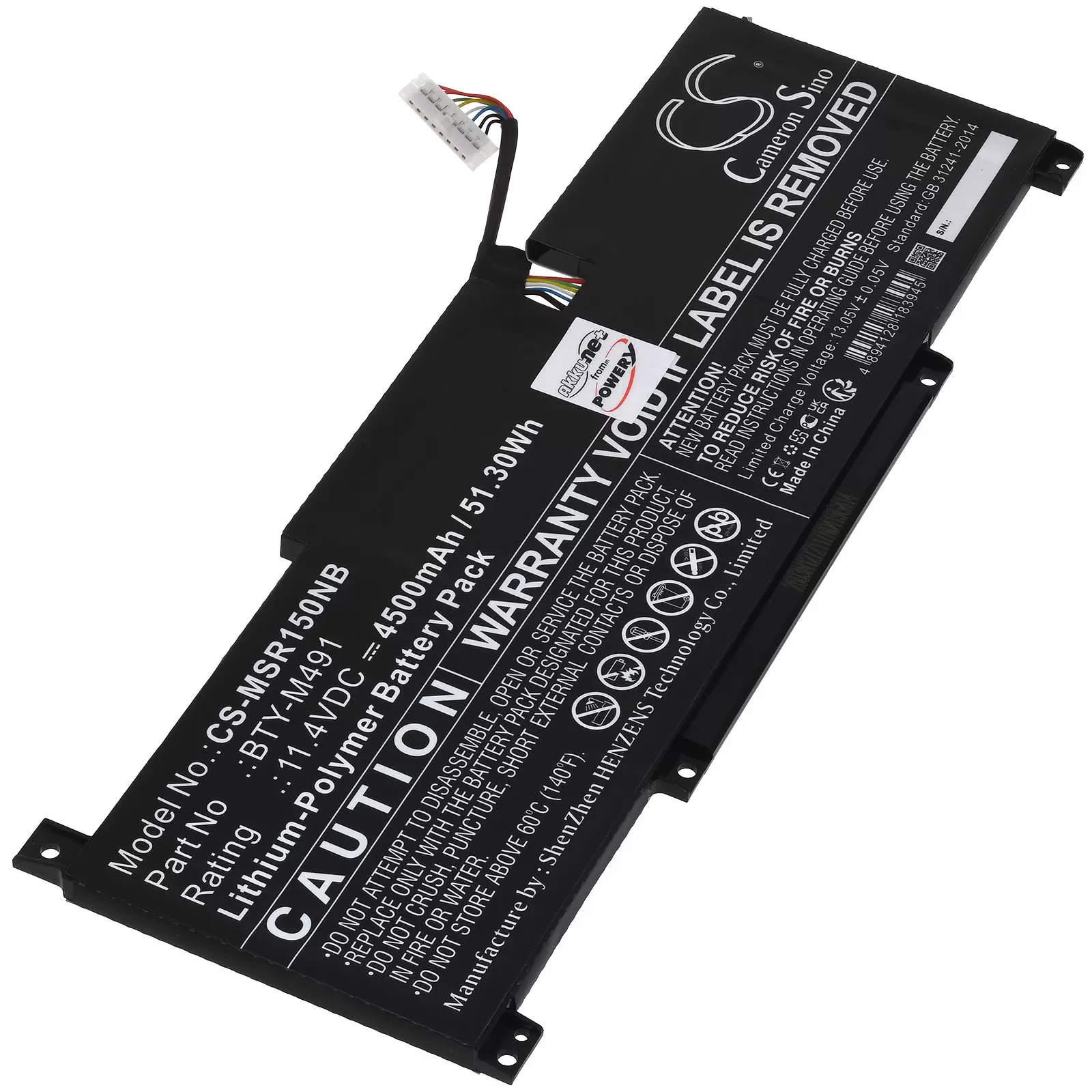 Akku passend für MSI Modern A10M A11M Laptop Typ BTY-M491 weißer 8-Pin Stecker Akku passend für MSI Modern A10M A11M Laptop Typ BTY-M491 weißer 8-Pin Stecker
